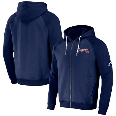 Men's Darius Rucker Collection by Fanatics Navy Atlanta Braves Raglan Full-Zip Hoodie
