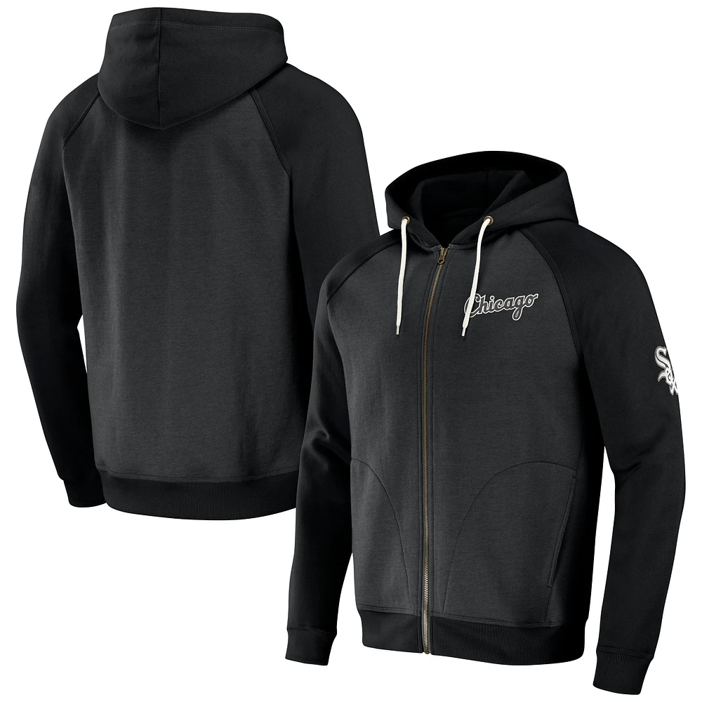 Men's Darius Rucker Collection by Fanatics Black Chicago White Sox Raglan Full-Zip Hoodie