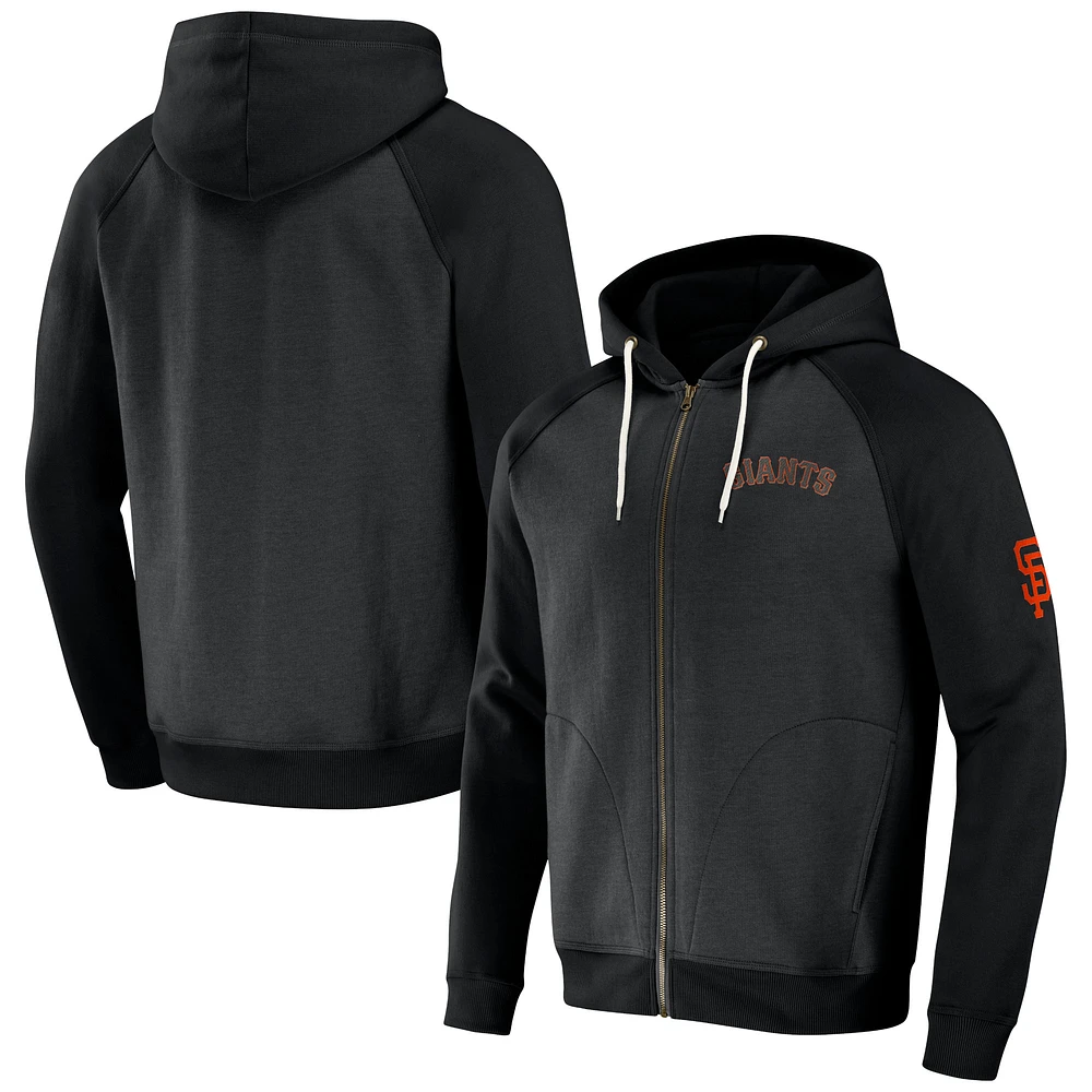 Men's Darius Rucker Collection by Fanatics Black San Francisco Giants Raglan Full-Zip Hoodie
