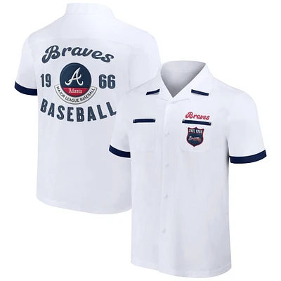 Men's Darius Rucker Collection by Fanatics White Atlanta Braves Bowling Button-Up Shirt
