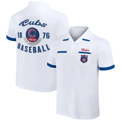 Men's Darius Rucker Collection by Fanatics White Chicago Cubs Bowling Button-Up Shirt