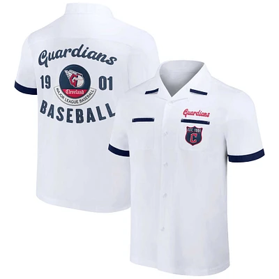 Men's Darius Rucker Collection by Fanatics White Cleveland Guardians Bowling Button-Up Shirt