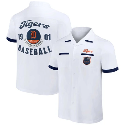 Men's Darius Rucker Collection by Fanatics White Detroit Tigers Bowling Button-Up Shirt