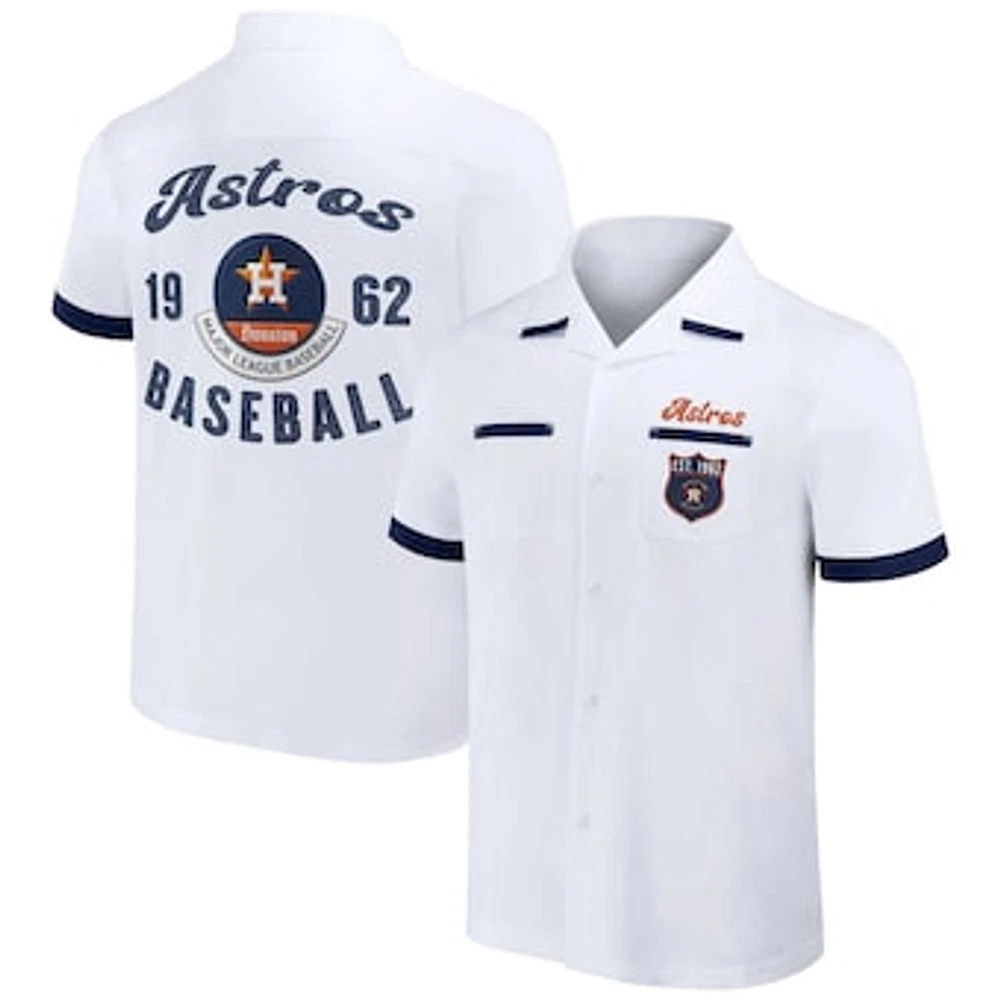 Men's Darius Rucker Collection by Fanatics White Houston Astros Bowling Button-Up Shirt