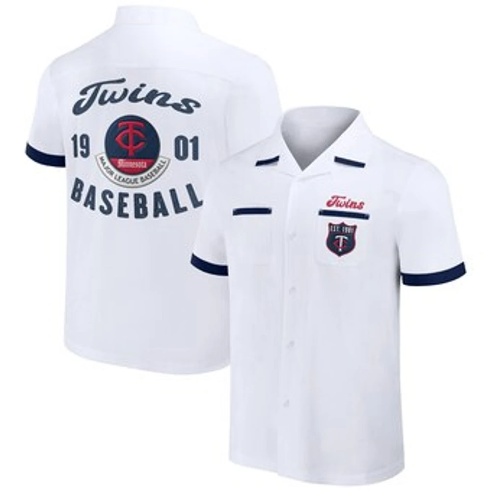 Men's Darius Rucker Collection by Fanatics White Minnesota Twins Bowling Button-Up Shirt