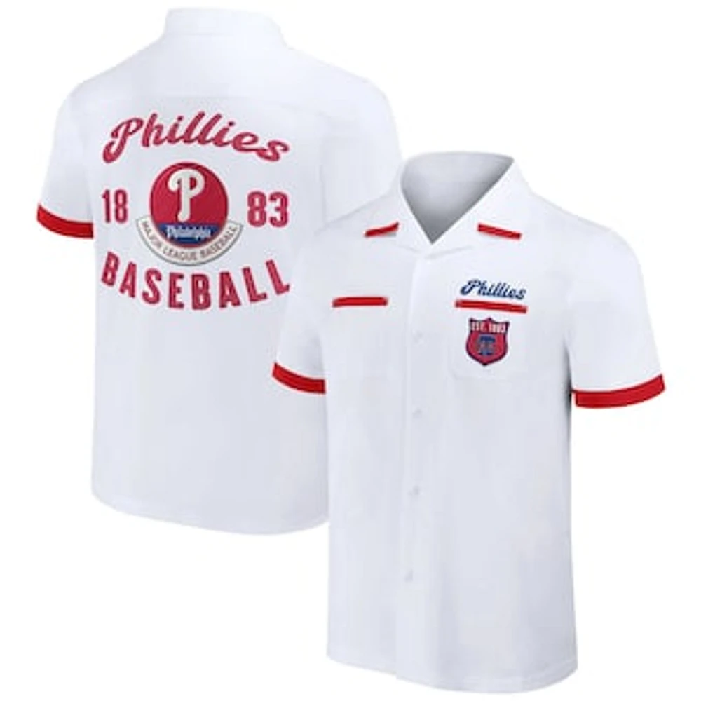Men's Darius Rucker Collection by Fanatics White Philadelphia Phillies Bowling Button-Up Shirt