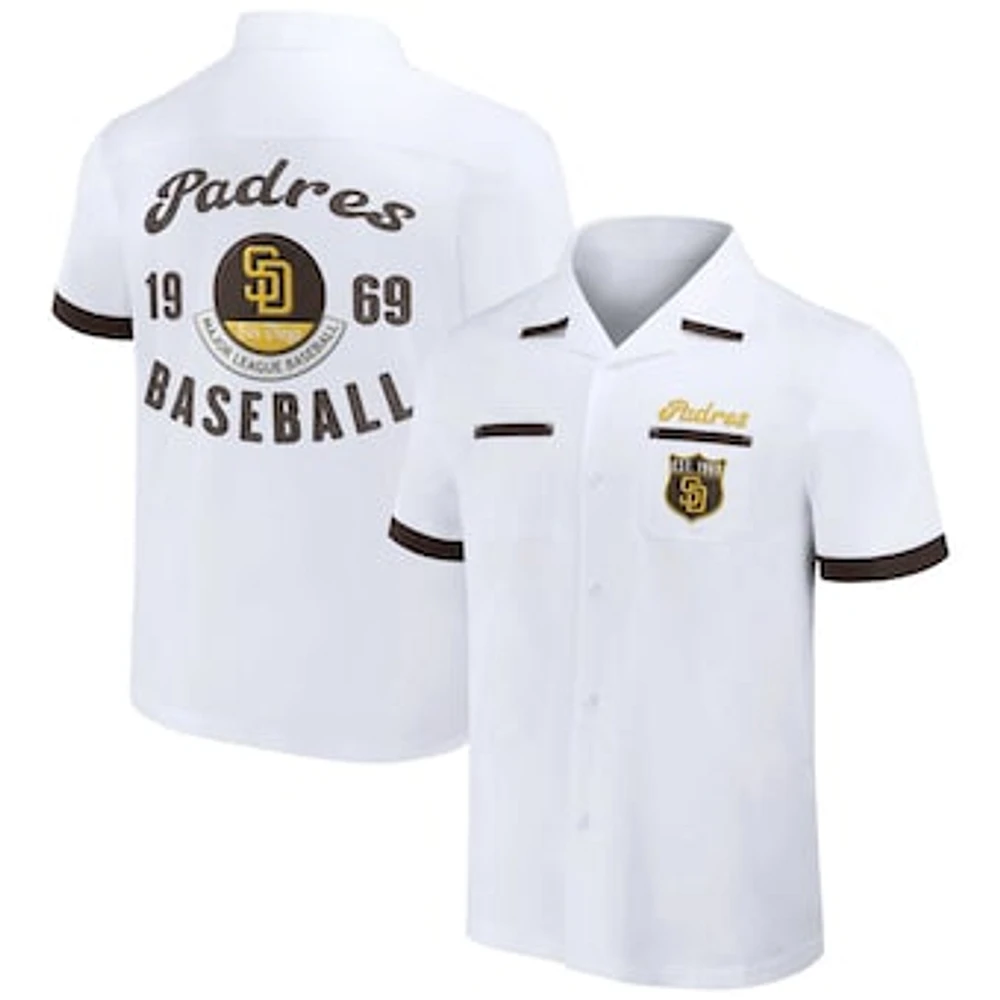 Men's Darius Rucker Collection by Fanatics White San Diego Padres Bowling Button-Up Shirt