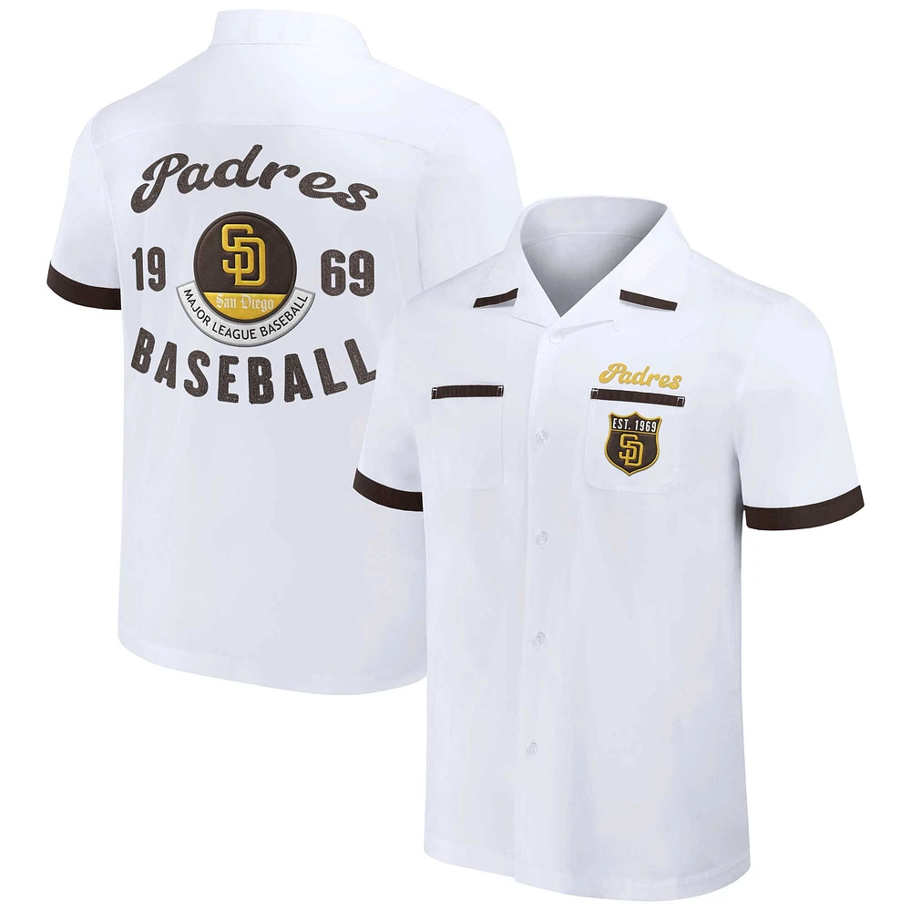 Men's Darius Rucker Collection by Fanatics White San Diego Padres Bowling Button-Up Shirt