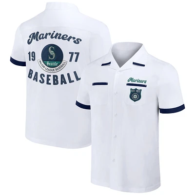 Men's Darius Rucker Collection by Fanatics White Seattle Mariners Bowling Button-Up Shirt