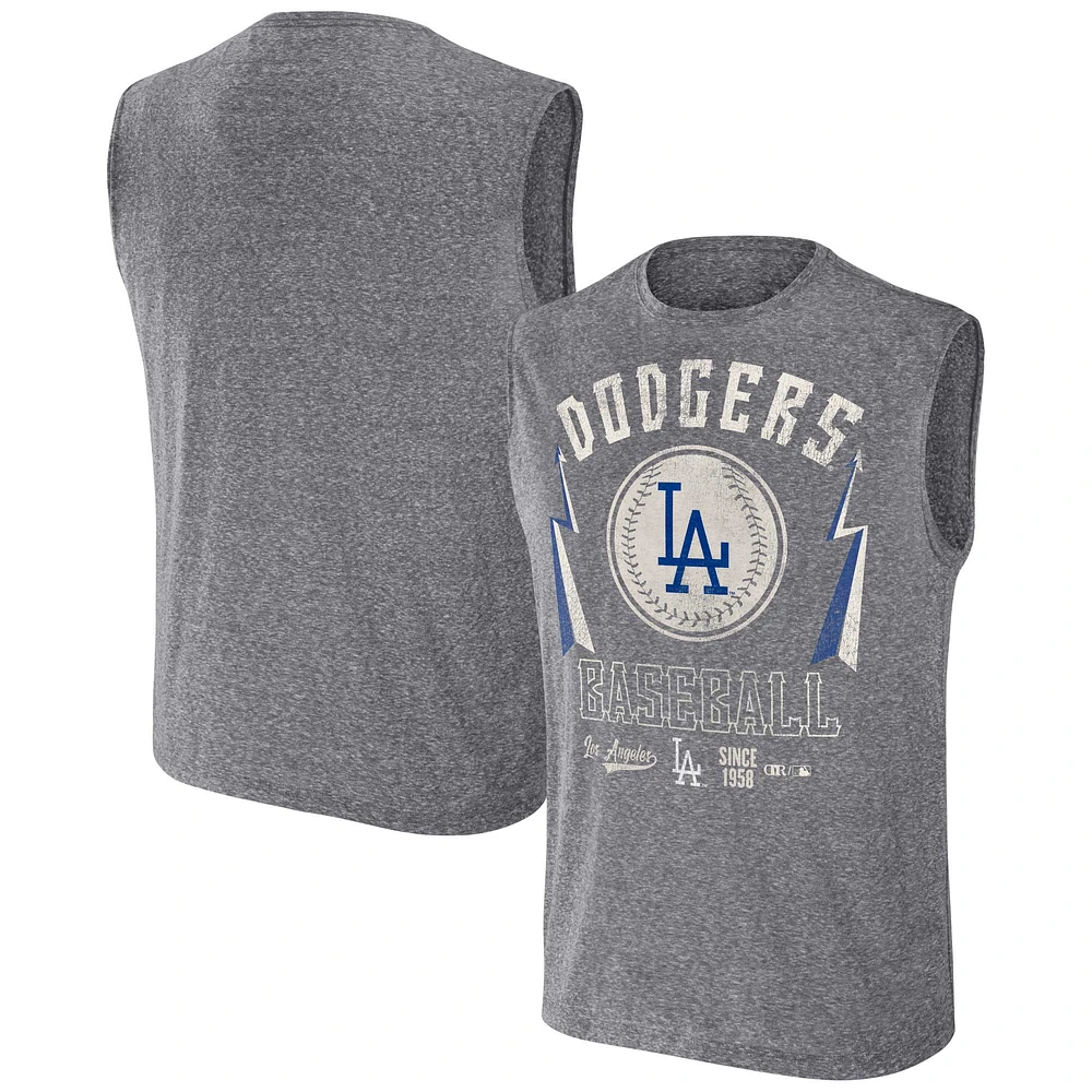 Men's Darius Rucker Collection by Fanatics Charcoal Los Angeles Dodgers Relaxed-Fit Muscle Tank Top