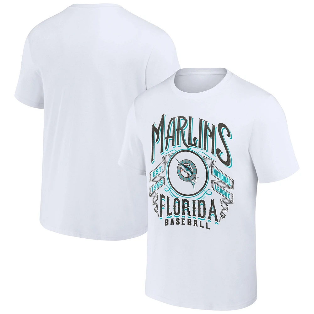Men's Darius Rucker Collection by Fanatics White Florida Marlins Cooperstown Distressed Rock T-Shirt