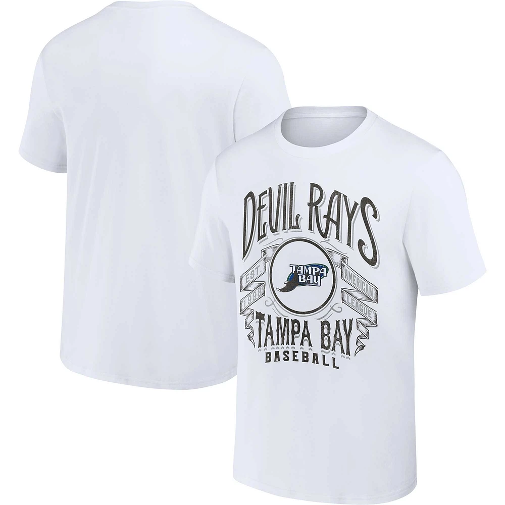Men's Darius Rucker Collection by Fanatics White Tampa Bay Rays Cooperstown Collection Distressed Rock T-Shirt