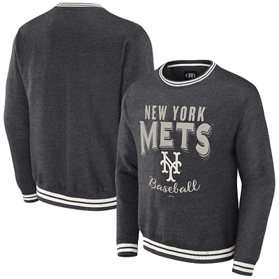 Men's Darius Rucker Collection by Fanatics Heather Charcoal New York Mets Vintage Pullover Sweatshirt
