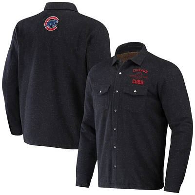 Men's Darius Rucker Collection by Fanatics Black Chicago Cubs Ringstop Full-Snap Shacket