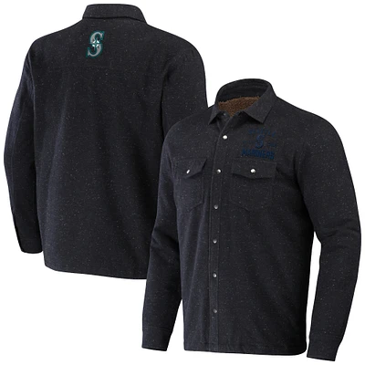Men's Darius Rucker Collection by Fanatics Black Seattle Mariners Ringstop Full-Snap Shacket
