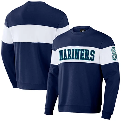 Men's Darius Rucker Collection by Fanatics Navy Seattle Mariners Stripe Pullover Sweatshirt