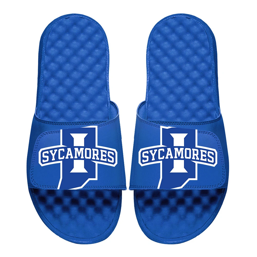 Youth ISlide Royal Indiana State Sycamores Blown Up Logo Slide Sandals