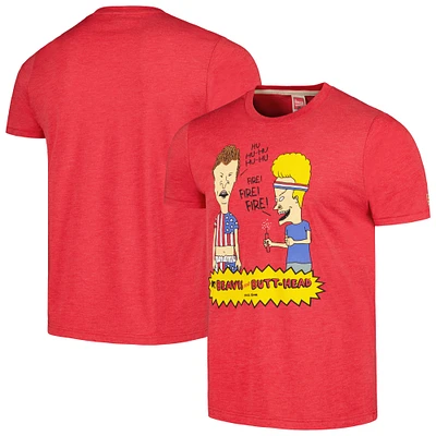 Unisex Homage Red Beavis and Butt-Head Tri-Blend T-Shirt