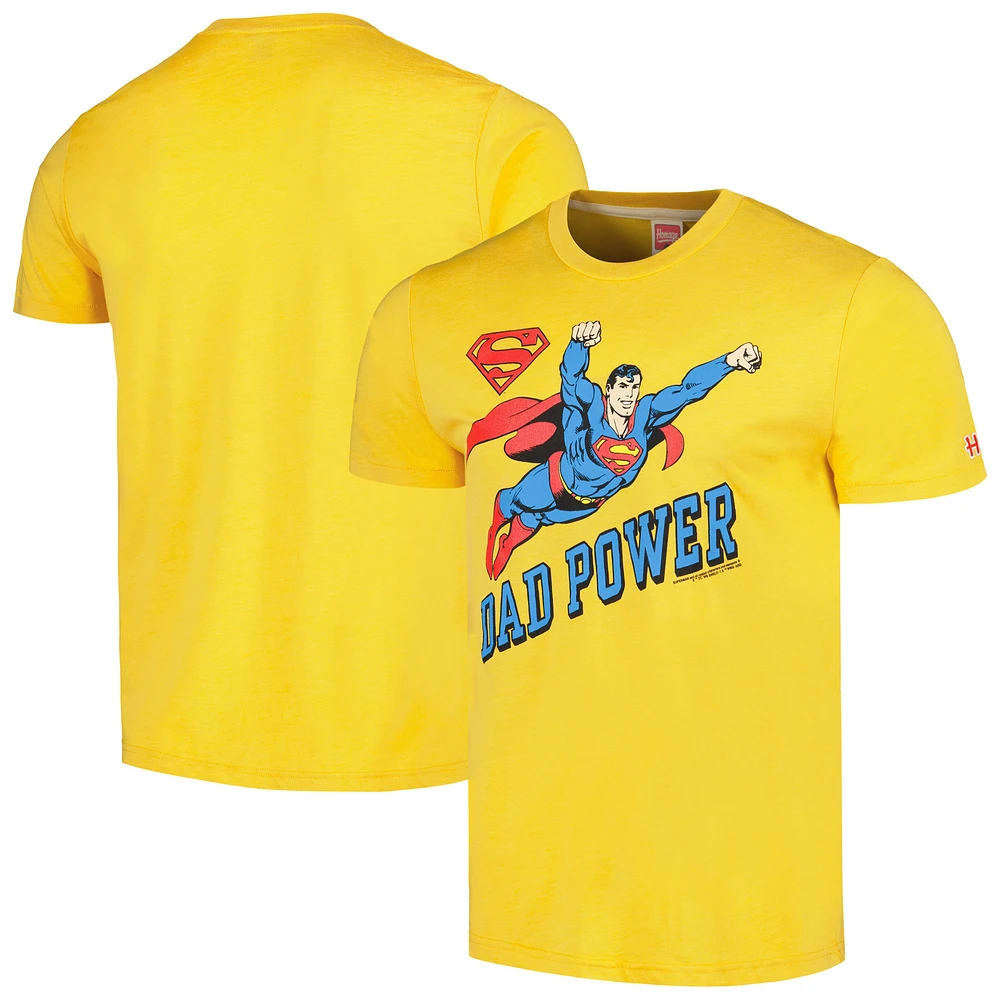 Men's Homage Gold Superman Dad Power Tri-Blend T-Shirt