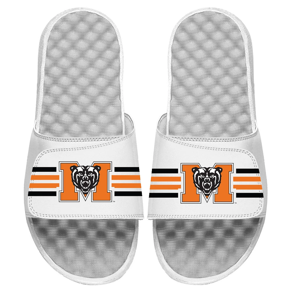 Youth ISlide White Mercer Bears Stripes Design Slide Sandals