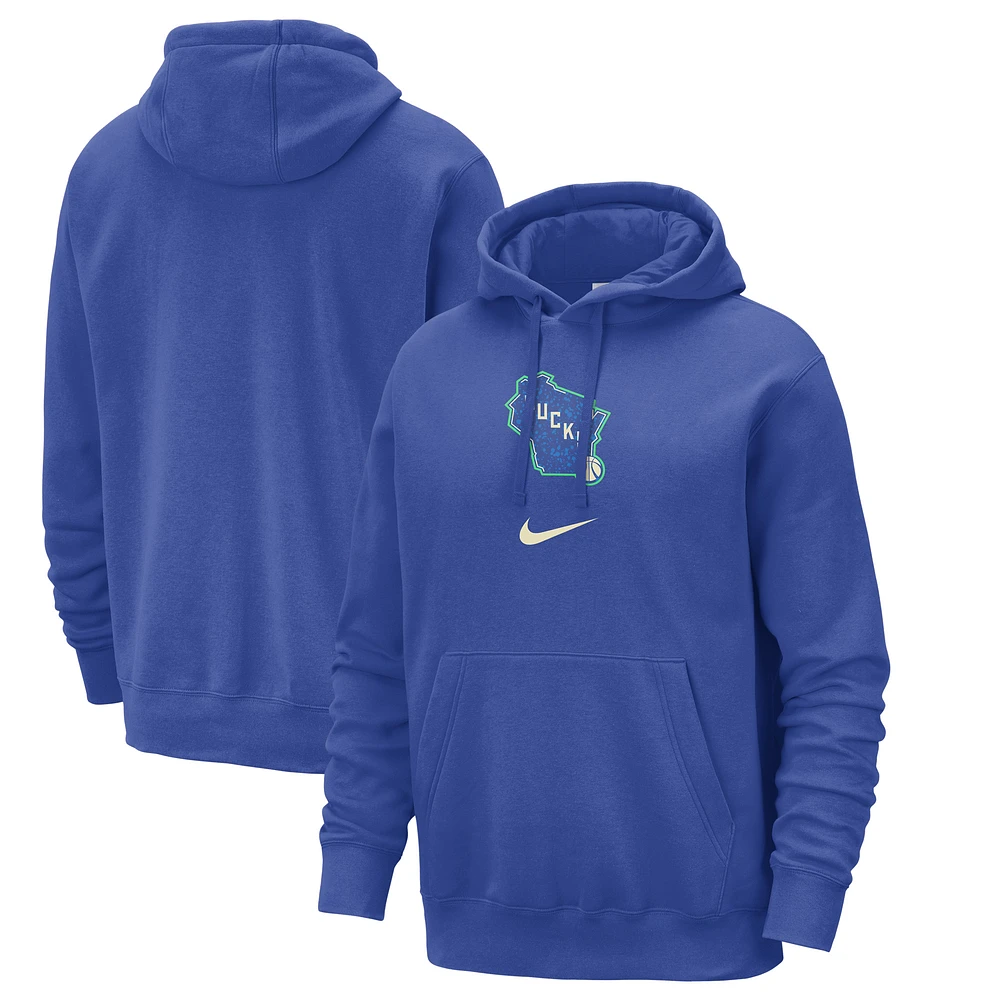Men's Nike Royal Milwaukee Bucks 2023/24 City Edition Essential Club Pullover Hoodie