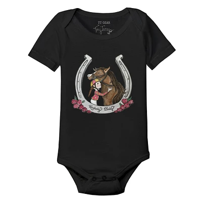 Infant Tiny Turnip Black Kentucky Derby Horse Hug Bodysuit