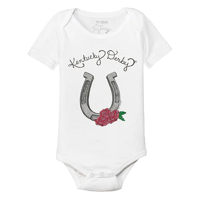 Infant Tiny Turnip White Kentucky Derby Rose Horseshoe Bodysuit
