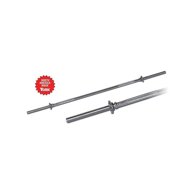 York 6' Standard Chrome Bar with Spinlock Collars, Weight, Home Gym