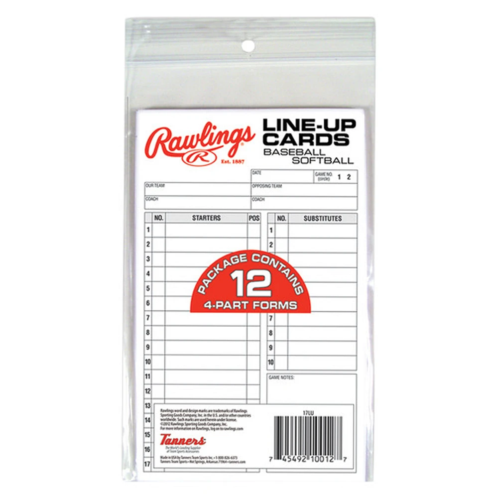 17LU - Baseball/Softball Line-Up Card Refill Pack