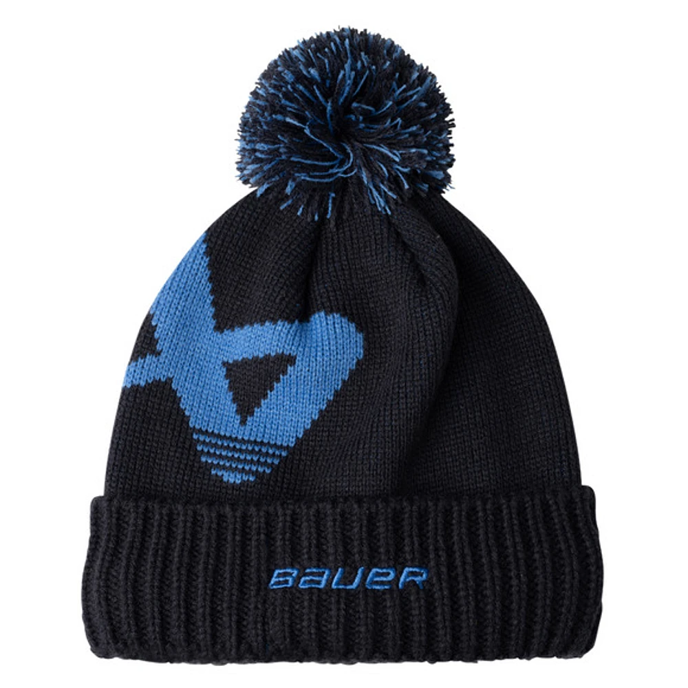 S24 Intarsia - Tuque à revers avec pompon pour adulte