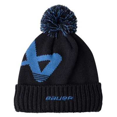 S24 Intarsia - Tuque à revers avec pompon pour adulte