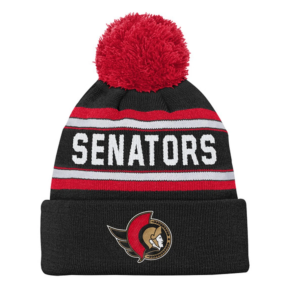 Jacquard Knit - Tuque à revers avec pompon pour junior