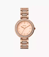 Karli Three-Hand Rose Gold-Tone Watch