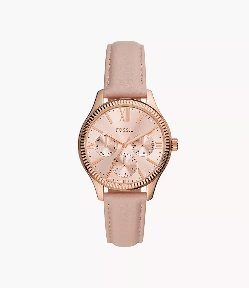 Rye Multifunction Pink Leather Watch