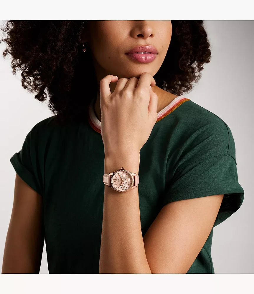 Rye Multifunction Pink Leather Watch