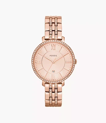Jacqueline Three-Hand Rose Gold-Tone Stainless Steel Watch