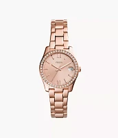 Scarlette Mini Three-Hand Date Rose Gold-Tone Stainless Steel Watch