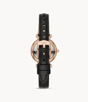 Carlie Mini Three-Hand Black Leather Watch