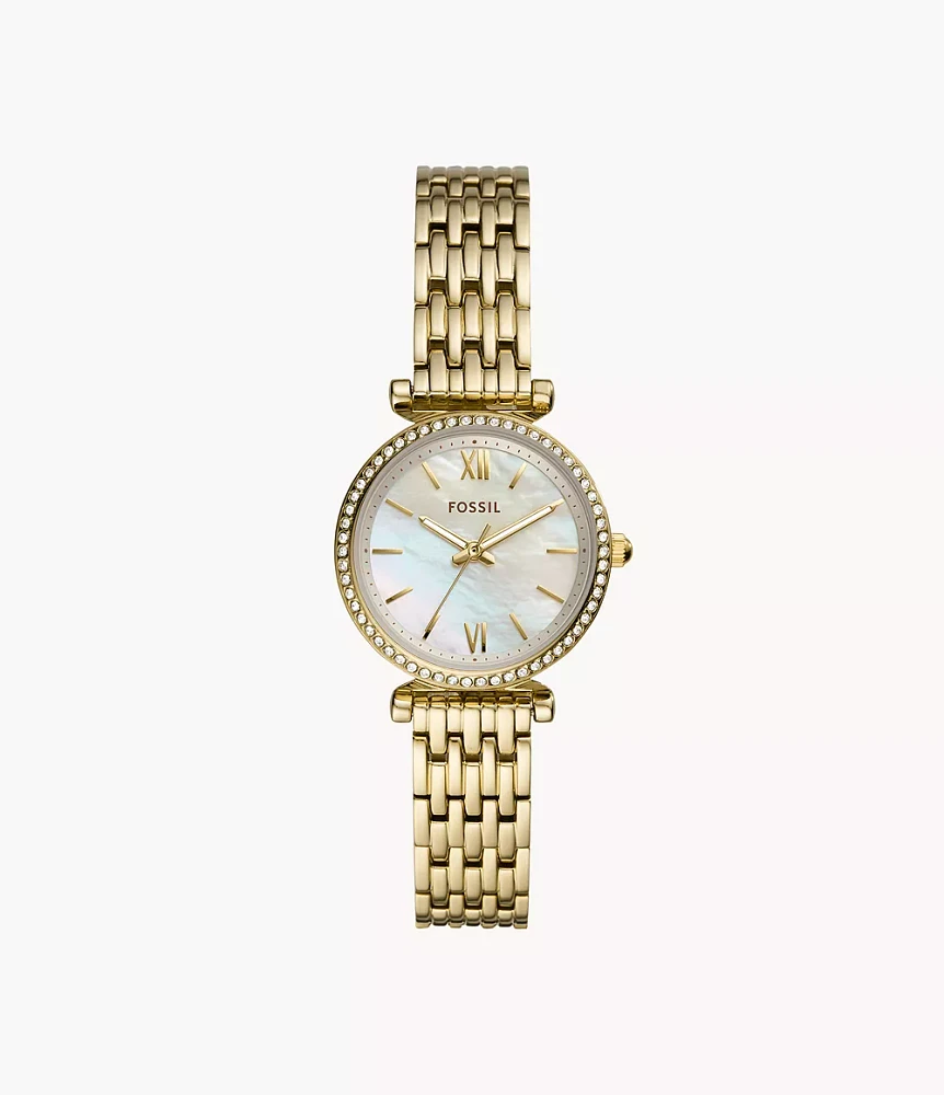 Carlie Mini Three-Hand Gold-Tone Stainless-Steel Watch
