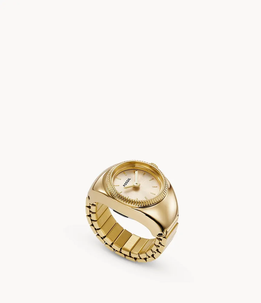 Watch Ring Two-Hand Gold-Tone Stainless Steel