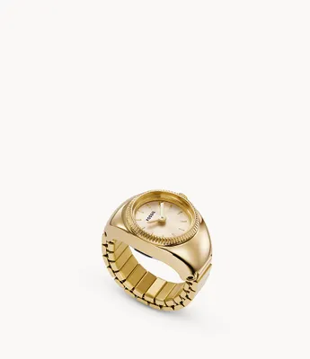 Watch Ring Two-Hand Gold-Tone Stainless Steel