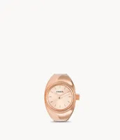 Watch Ring Two-Hand Rose Gold-Tone Stainless Steel