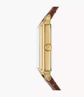 Raquel Three-Hand Date Medium Brown Leather Watch