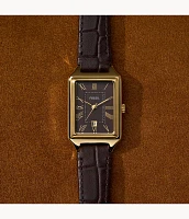 Raquel Three-Hand Date Brown Croco LiteHide™ Leather Watch