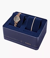 Carlie Three-Hand Rose Gold-Tone Stainless Steel Watch and Bracelet Set