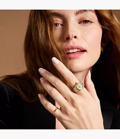 Watch Ring Two-Hand Gold-Tone Stainless Steel