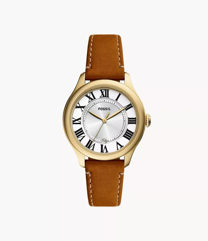 Gilmore Three-Hand Date Medium Brown Leather Watch