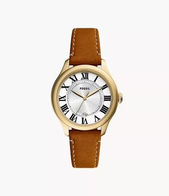 Gilmore Three-Hand Date Medium Brown Leather Watch