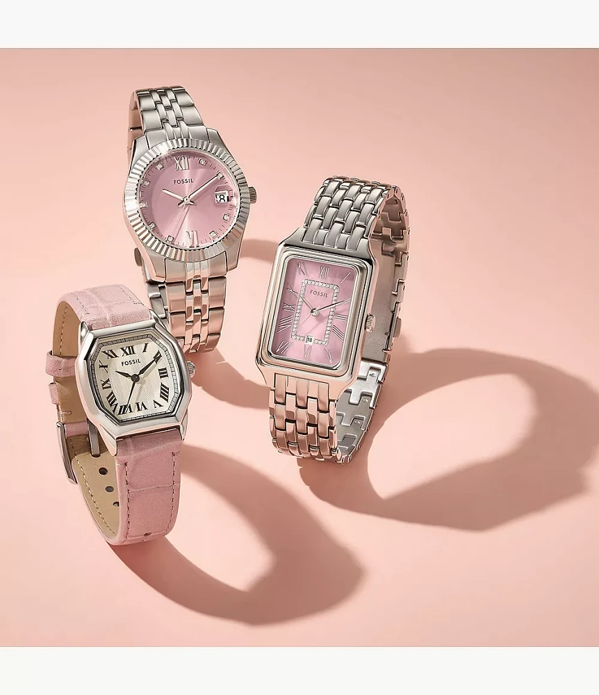 Raquel Three-Hand Date Stainless Steel Watch