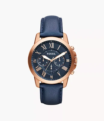 Grant Chronograph Navy Leather Watch